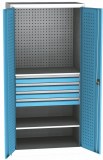Dílenská skříň,1950x950x600 mm,2 police,4 zásuvky,šedá/modrá