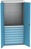 Dílenská skříň,1950x950x600 mm,1 police,8 zásuvek,šedá/modrá