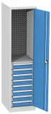 Dílenská skříň,1950x505x600 mm,1 police,8 zásuvek,šedá/modrá