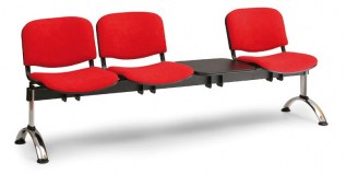 Čalouněný trojsedák + stolek, chromované nohy, výběr z 5 barev