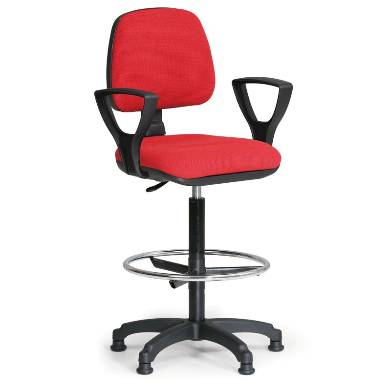 Kancelářská židle Alfa s područkami a opěrným kruhem - červená
