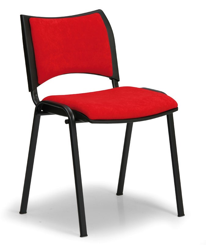 Konferenční čalouněná židle - černá podnož, barva červená
