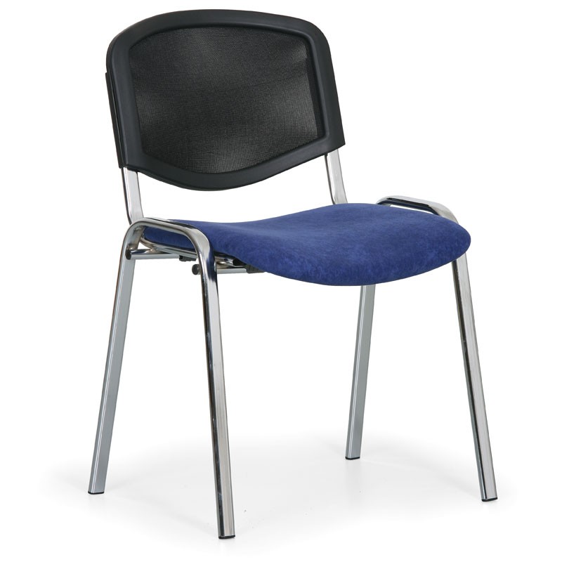 Konferenční čalouněná židle - chromovaná podnož, barva modrá