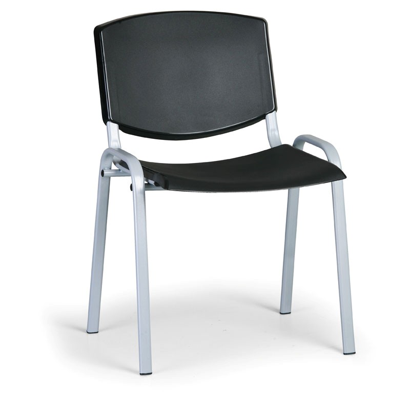 Konferenční plastová židle - šedá podnož, barva černá