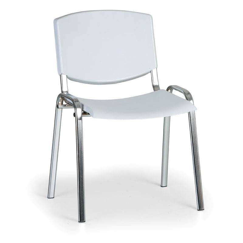 Konferenční plastová židle - chromovaná podnož, barva šedá