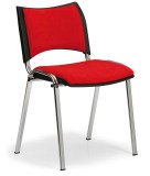 Konferenční čalouněná židle - chromovaná podnož, barva červená
