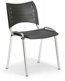 Konferenční plastová židle - chromovaná podnož, barva černá
