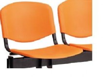 Plastová lavice, dvojsedák, chromované nohy, oranžová