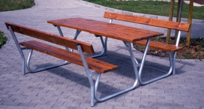 Venkovní parkový stůl s lavicemi a opěradly, délka 1,8 m