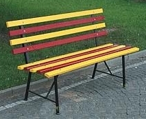 Venkovní parková lavička - délka 1400 mm, latě žlutočervené